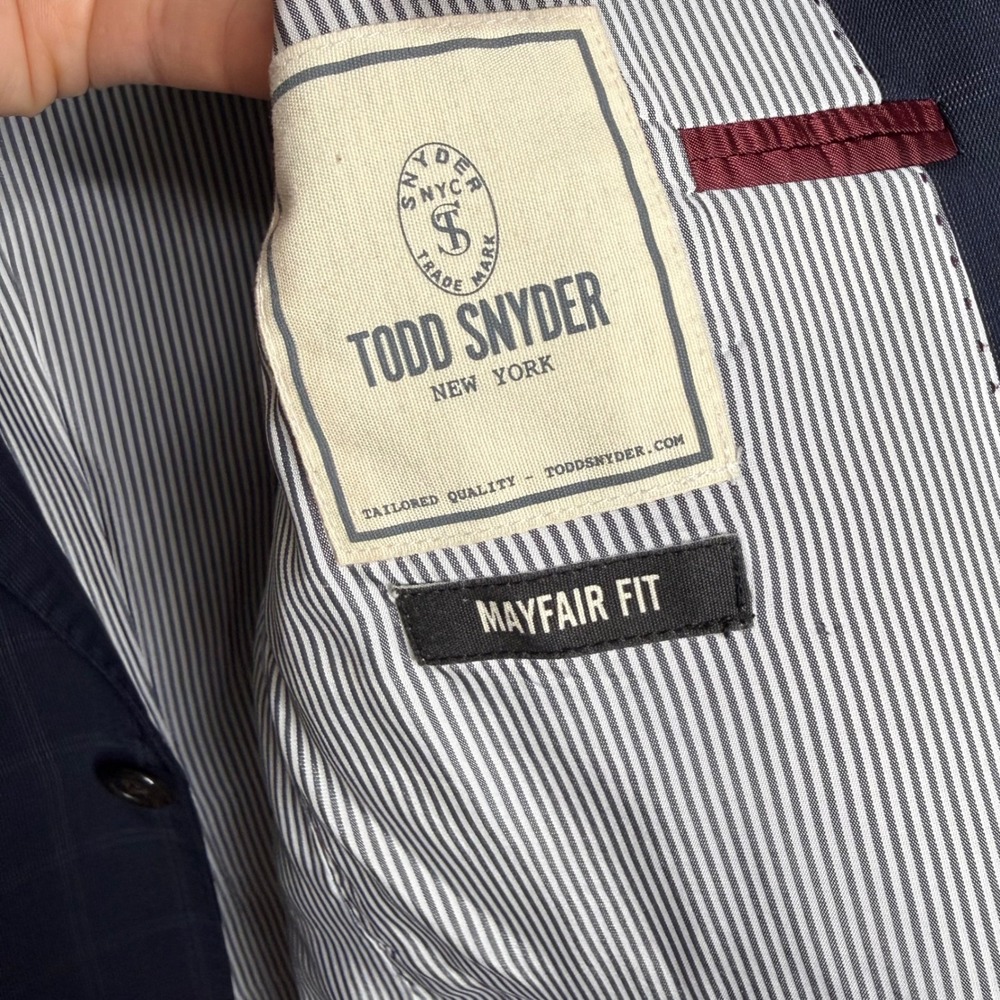 Todd Snyder Mayfair Fit Navy Blue Windowpane Plaid Wool Blazer Sport Coat 38R - Picture 5 of 10
